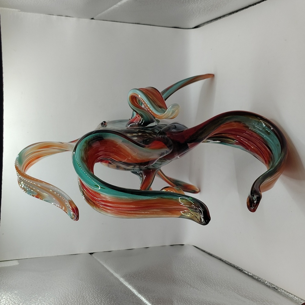 Hudson Glass Company Gorgeous Large Angel Fish Blown Glass Sculpture 14"L x 12"H - Picture 8 of 9